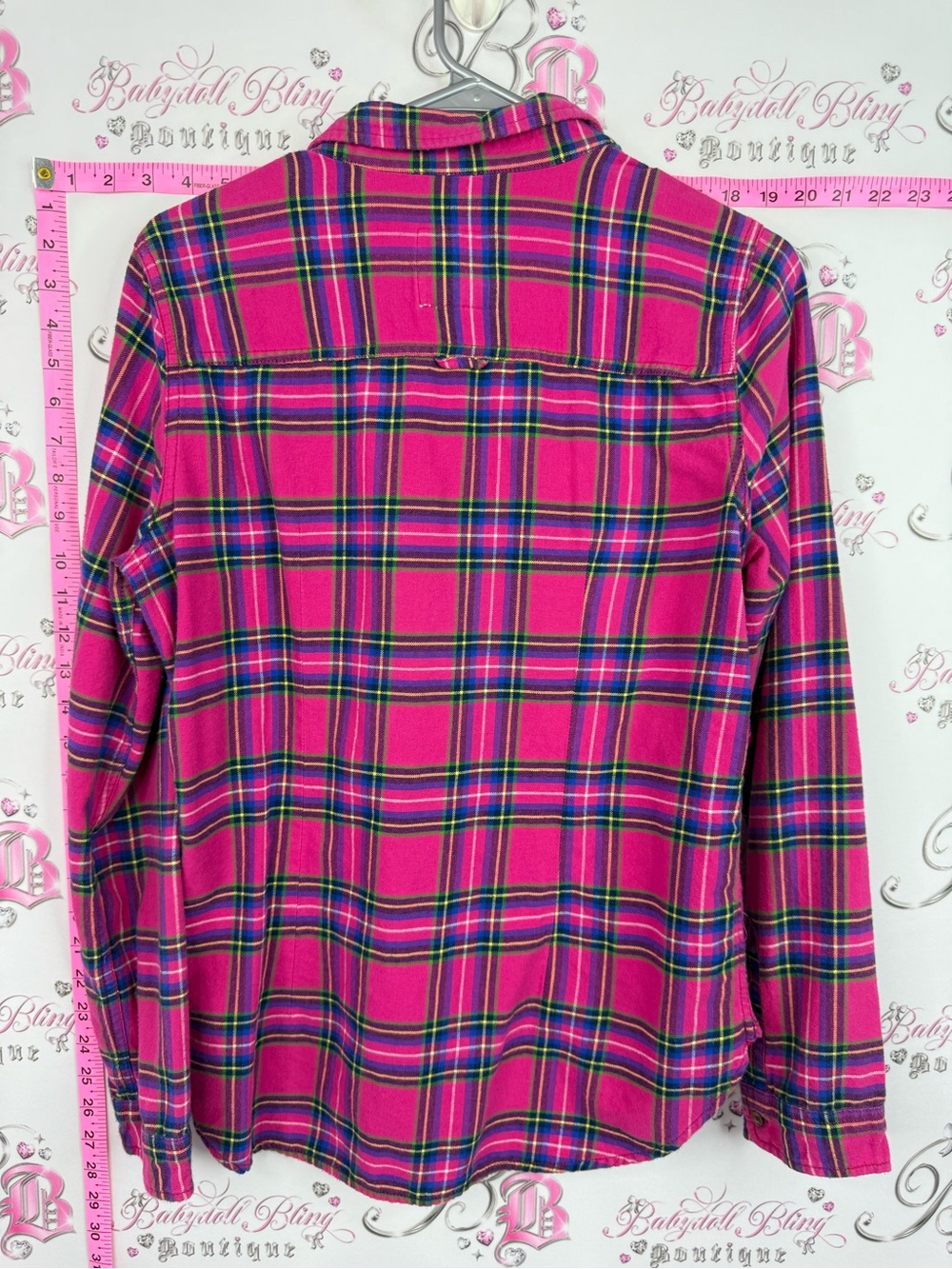 Abercrombie & Fitch Hot Pink Plaid Flannel Shirt - Picture 2 of 10